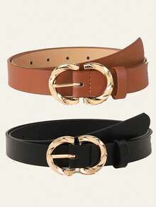 1pc/2pcs/3pcs Women Casual Leather Belt With Spiral Alloy Buckle, Versatile Waist Belt, Fashion Skinny Strap - Multicolor - View 3