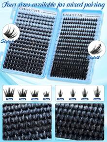 Pestañas postizas de ojo de gato D-Curl esponjosas de 10-16 mm, kit de extensión de pestañas de maquillaje natural DIY, set de extensión de pestañas ultrasuave y ligero, kit de pegamento para pestañas, adecuado para uso diario, boda, cita, fiesta, festival de música, Halloween, pestañas en racimo, pestañas individuales, maquillaje de pestañas postizas profesionales - Celeste - Ver 5