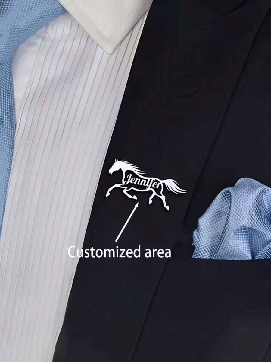 Personalized Stainless Steel Galloping Horse Brooch, Custom Jewelry Gift, Birthday Present, Holiday Gift - A Perfect Gift For Friends And Family - Multicolor - View 1