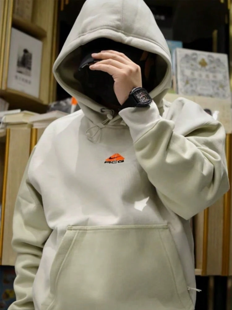 Nike ACG Series Fleece-Lined Hooded Long-Sleeve Sweatshirt, Unisex, Beige Green - Beige Green - View 1