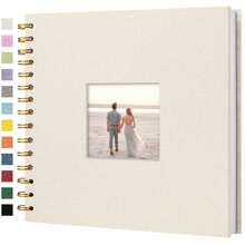 Sổ lưu niệm ảnh 8 x 8 inch, bìa vải lanh, giấy Kraft cứng, trang trắng, sổ lưu niệm du lịch, đám cưới, tiệc tùng (20 tờ/40 trang) - 8 inch - Xem 8