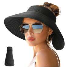 Women's Wide Brim Hat, Foldable Beach Ponytail Hat, Travel Protective Cap - 彩色 - 查看 7