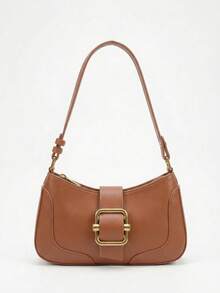 Minimalist Old Money Style Shoulder Bag With Retro Buckle - Lạc đà - Xem 1