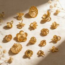 50pcs 18K Gold Plated Stainless Steel Hollow Flower Caps, DIY Handmade Flower Caps, Beads, Jewelry Accessories - Receptacle Spacer Beads - View 7