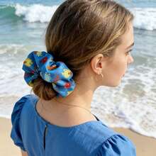 3pcs Ocean Animal Series Large Hair Ties With Shark, Octopus, And Tropical Fish Patterns, High Elasticity Hair Bands Hair Accessories - Multicolor - View 4