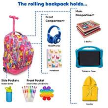 J World Lollipop - Juego de mochila y bolsa de almuerzo para niños para escuela primaria. veliz de mano con ruedas Amapola pensamiento Una talla Lollipop - Juego de mochila rodante y bolsa de - Amapola pensamiento - Ver 3