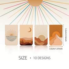 10pcs Magnetic Bookmarks, Abstract Bohemian Sunset Style, Suitable For Students And Book Lovers - Sunset - View 2