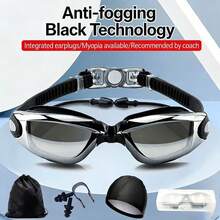 6PCSHigh-Definition Racing Swimming Goggles, Anti-Fog And Waterproof, Men's And Women's Non-Prescription Silicone Waterproof Swimming Goggles Set - A - View 1