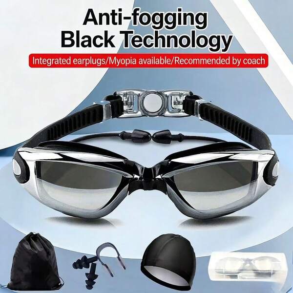 6PCSHigh-Definition Racing Swimming Goggles, Anti-Fog And Waterproof, Men's And Women's Non-Prescription Silicone Waterproof Swimming Goggles Set