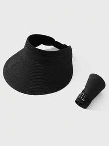 可调节空顶草帽，新款夏季时尚男女通用防紫外线可折叠宽檐遮阳帽，休闲百搭波西米亚复古街头优雅风格，涤纶面料，春夏款 - 草帽 - 查看 5