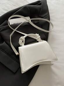 Túi xách tay màu trơn, viền xếp ly, kiểu dáng túi đeo chéo có nắp gập và trang trí nơ dành cho nữ. - trắng - Xem 7