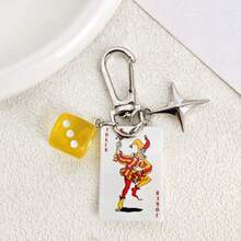 1pc Creative Dice & Playing Card Keychain, Backpack Charm, Fashion Accessory, Bag Pendant - Multicolor - View 25