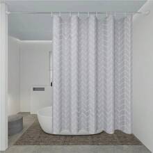 1pc Waterproof & Mildew-Resistant Thickened Bathroom Curtain Set, Shower Curtain With Hooks, Luxury Printed Design, Quick-Drying PEVA Material Christmas Decor - Black and White - View 14