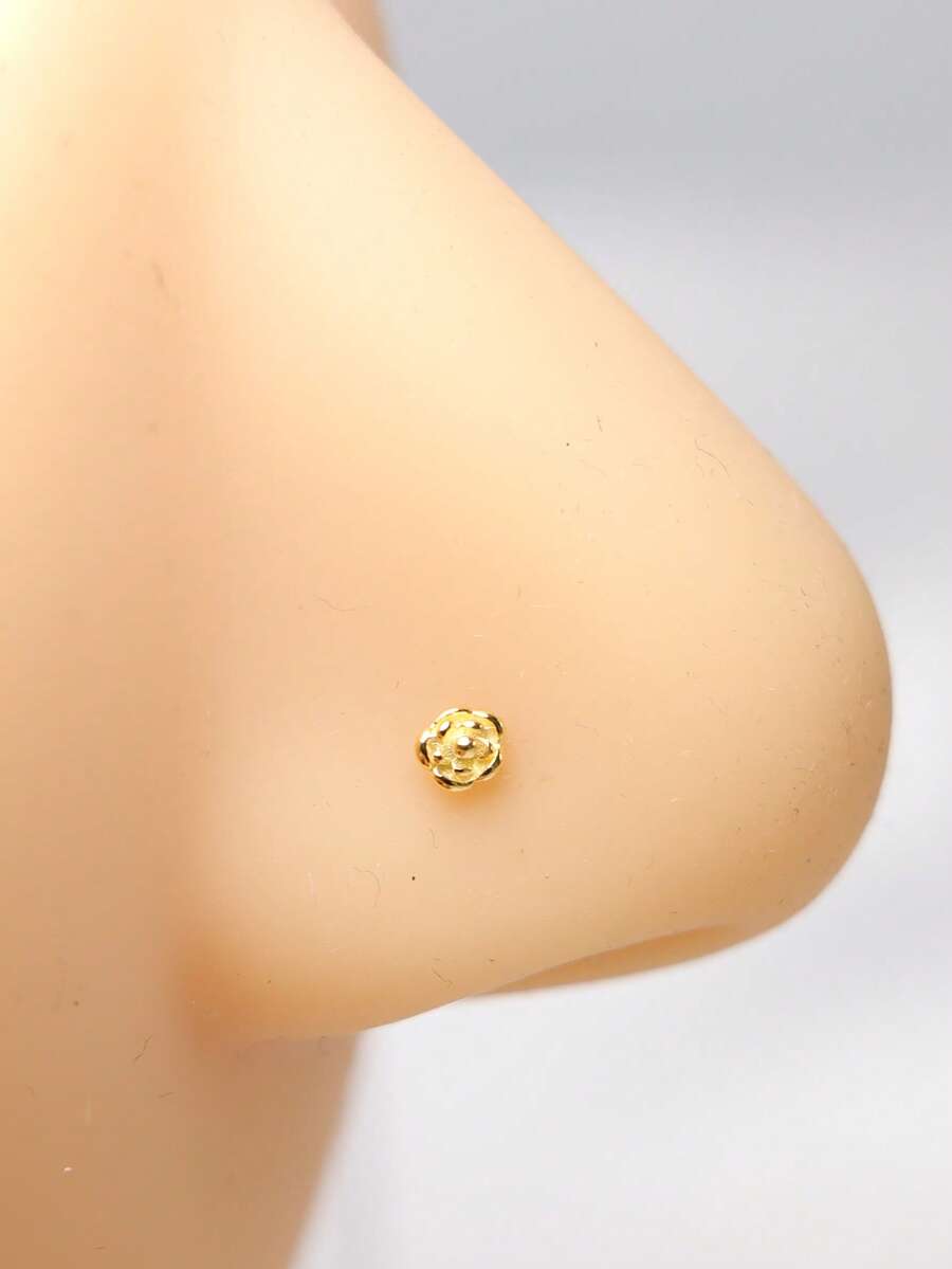 1件装花朵鼻钉，925纯银材质，女士鼻部穿孔饰品 - rose flower - 查看 1