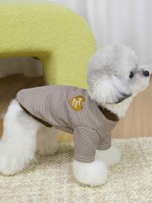 1pc Pet Lightweight Sweatshirt, New Spring/Summer Striped Sweatshirt, Heart Embroidered Logo Cat/Dog Clothes, Suitable For Poodle, Bichon Frise, Yorkshire Terrier, Chihuahua And Other Medium/Small Cats & Dogs - Multicolor - View 14