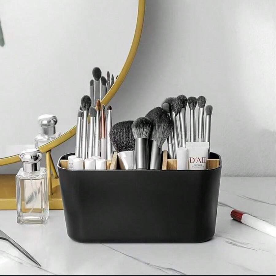 Multi-Compartment Eyebrow Pencil Storage Box, Makeup Brush Holder, Vanity Organizer, Desk Stationery Caddy
