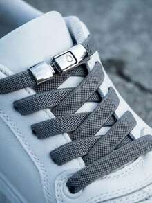 1 gói (2 chiếc) Dây giày co giãn điều chỉnh được, không cần buộc, dây giày phẳng co giãn tiện dụng với khóa bấm chắc chắn, dây giày thay thế không cần buộc cho giày thể thao và giày chạy bộ người lớn. - khóa dây giày - Xem 2