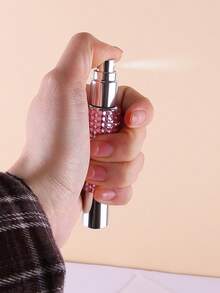 1pc 10ml Refillable Perfume Bottle With Rhinestone Dual-Head Spray & Roll-On Design, Empty Cosmetic Container For Travel - View 7