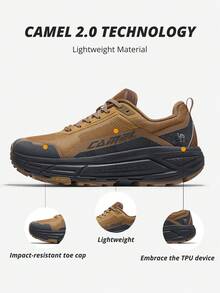 CAMEL CROWN New Men's Running Shoes, Comfortable & Breathable, Non-Slip & Durable, Multi-Functional Casual Sports Shoes, Suitable For Outdoor Activities In Autumn/Winter - Checkered Brown/Castle Gray - View 3