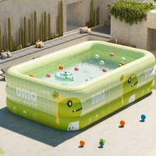 1 pieza Piscina inflable grande, diseño de monstruo lindo, adecuada para juegos acuáticos familiares en primavera, verano y otoño, fiesta de piscina en el patio, material de PVC duradero, plegable y portátil, regalo perfecto para el Día de la Madre, Pascua, temporada de bodas - 3 pisos - Ver 15