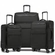TSA Lock 360° Spinner Wheels Expandable Lightweight Softshell Polyester Luggage Carry-On, Cabin, 20/24/28 Inch Suitcase & 3-Piece Set For Travel - Black - View 11