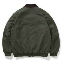 Retro Men's Detroit Jacket Distressed Wash Workwear Coat American Style Street Fashion Outerwear For Spring Autumn Season - 軍綠色 - 查看 2