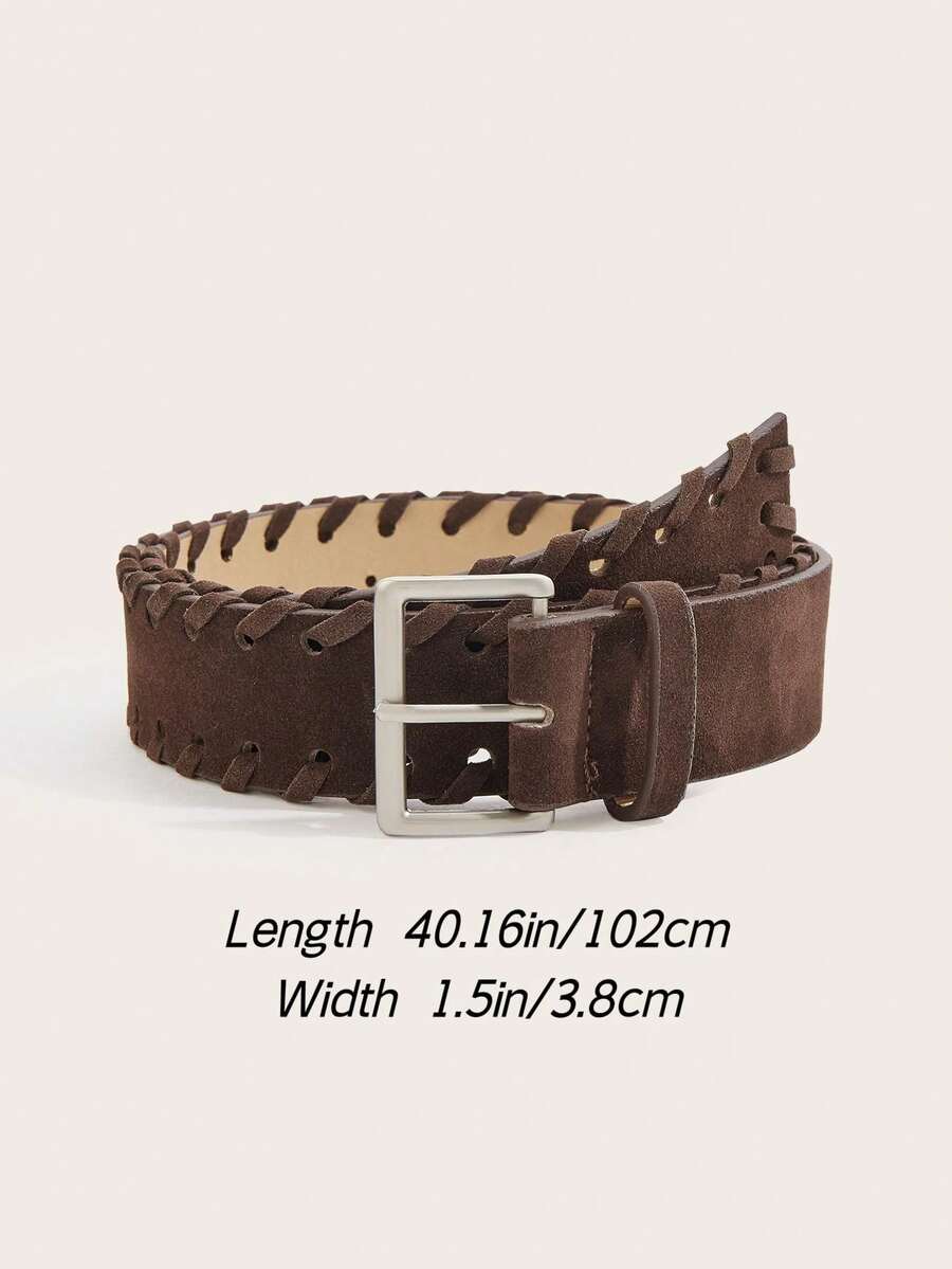 1 pieza Cinturón trenzado de cuerda de denim vintage con hebilla marrón para mujer - cinturón - Ver 1