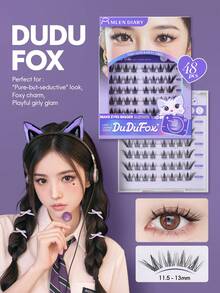 Mi giả Mlen Diary Lashes Clusters, 48 sợi, độ cong C, 11.5-13mm, mi rời, tự làm mi kiểu Manga, mi giả tự nhiên mềm mại có thể tái sử dụng tại nhà. - C - Xem 2