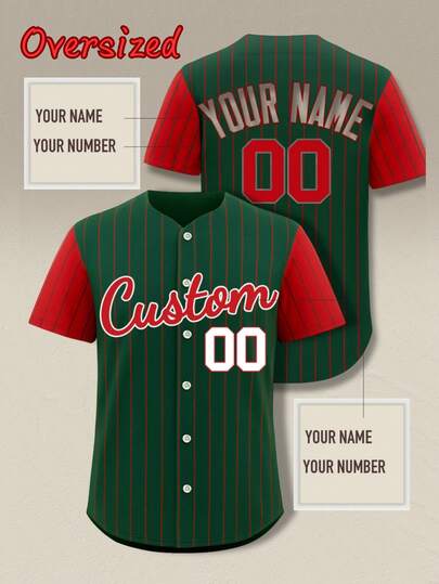 Maglie da baseball verdi oversize da uomo: completamente personalizzabili con supporto grafico gratuito, adatte sia per lo sport che per lo streetwear.