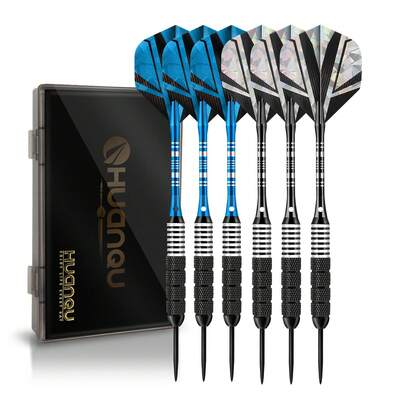 HUANQU 6pcs Professional Darts Set, 150mm Long Rigid Darts Set (Including 6 Spare Dart Flights + 6 Aluminum Dart Shafts + 1 Storage Box), High-Quality Precise Anti-Fall, Business Gift, Suitable For Competitive Matches + Family Entertainment, Valentine's Day/Easter/Back To School Gift
