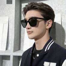 1副女士黑色圆形PC镜框铆钉时尚眼镜，适合日常佩戴 - 黑色 - 查看 4