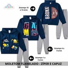 Children's/Teenagers' Winter Fleece Set (Ages 2-14) With Zipper And Hood - 藏蓝色 - 查看 1