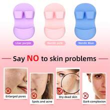 6/3/2件装硅胶洁面刷，手持式面部清洁刷工具，深层清洁毛孔，去除黑头和粉刺（2个粉色+2个蓝色+2个紫色） - 純色 - 查看 6
