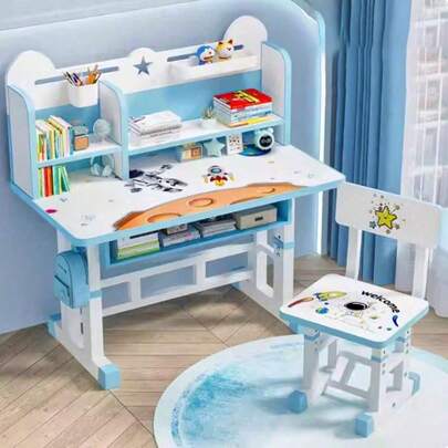 Sillas Y Escritorio Para Niños Con Repisas Ajustable Mesa