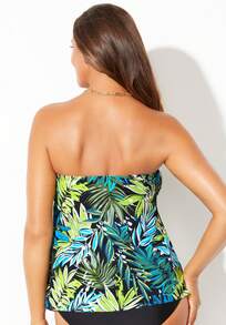 Swimsuits For All Women's Flyaway Bandeau Tankini Top - RAINFOREST GREEN - View 2