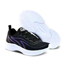 Women's Comfortable, Lightweight, Breathable Athletic Shoes For Gym And Walking - 黑色/淡紫色 - 查看 3