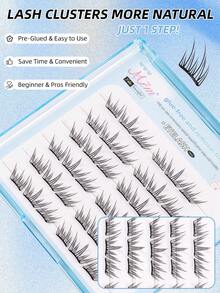 36片免胶蓝色泪滴假睫毛，大容量！无需胶水，自粘式垂坠蓝色泪滴假睫毛，单簇设计，无需胶水，新手也能轻松上手，轻松放大双眼，生动自然，即开即用。 - C - 查看 3