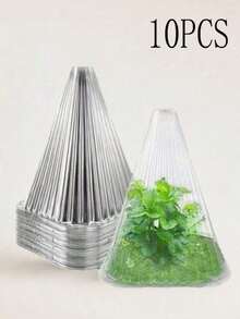 10/30片装可重复使用花园植物罩，尺寸14*16英寸，适用于蜗牛、鸟类、鸡和昆虫，可遮阳、防风、遮阴，并为幼苗保暖，是送给植物爱好者的绝佳礼物。 - 透明 - 查看 10