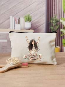 1个可爱女孩图案化妆包，大容量旅行洗漱包 - 母亲节礼物，独特收纳袋，化妆包，节日礼品袋 - 彩色 - 查看 15