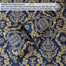 7 Pieces Paisley Comforter Set Queen King Bed In A Bag Comforter, Blue Gold Boho Paisley Pattern Bedding Soft Microfiber Queen Size Comforter With Sheet & Pillowcase,Wedding Items,Valentines Day Home Bed Room Decor,Easter Gifts,All Season - 藍金 - 查看 3