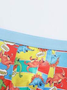 5条装 男童及青少年卡通恐龙印花弹力舒适平角内裤 - 彩色 - 查看 4