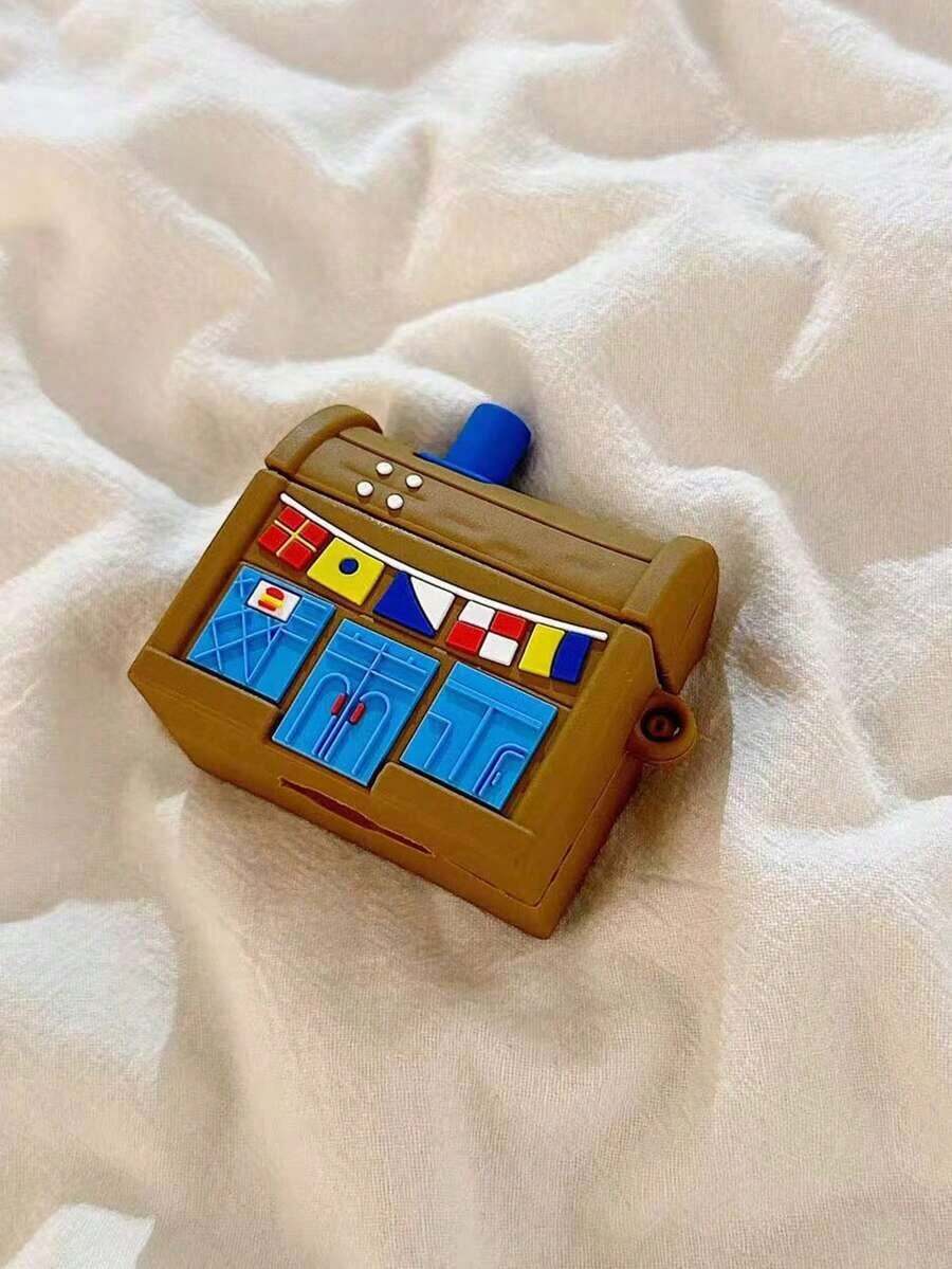 1pc Cute Cartoon Brown Chest Shaped Asymmetrical Silicone Earphone Protective, Suitable 1/2/3/4/Pro/Pro2 - Multicolor - View 1