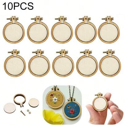 Bộ 10 chiếc khung thêu mini bằng gỗ, khung thêu chữ thập, đồ thủ công DIY cho nghệ thuật thêu, vẽ tranh trên vải, trang trí tường.