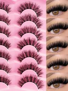 7对自然3D蓬松柔软一体式假睫毛，易于佩戴 - 查看 7