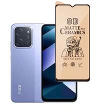 POCO C85 手机壳专用防震磨砂陶瓷屏幕保护膜，加厚透明亚克力防震全屏陶瓷保护膜+镜头膜，春季礼物 - 黑色 - 查看 4