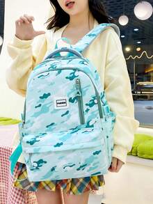 Set de 3 mochilas de camuflaje de nailon, mochila de viaje de gran capacidad para exteriores - Multicolor - Ver 2