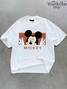 Disney White Round Neck Short Sleeved Printed T-Shirt, Cartoon Pattern Printed T-Shirt, 2026 New T-Shirt, High-Quality Pure Cotton T-Shirt, Suitable For All Seasons, Comfortable And Breathable | Exquisite Design | The Best Choice For Gift Giving - 白色 - 查看 3