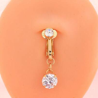 1 pieza Anillo circular para el ombligo, joyería para el ombligo sin perforación, accesorio para playa y resort