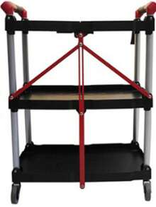 Foldable 3-Tier Service Cart With Locking Wheels, Heavy-Duty Rolling Cart For Kitchen Storage, Garage, Warehouse & Cleaning - I - View 4