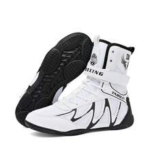 Giày đấm bốc nam, giày đấu vật chuyên nghiệp, giày tập luyện võ thuật, giày thể thao cổ cao. - trắng - Xem 13